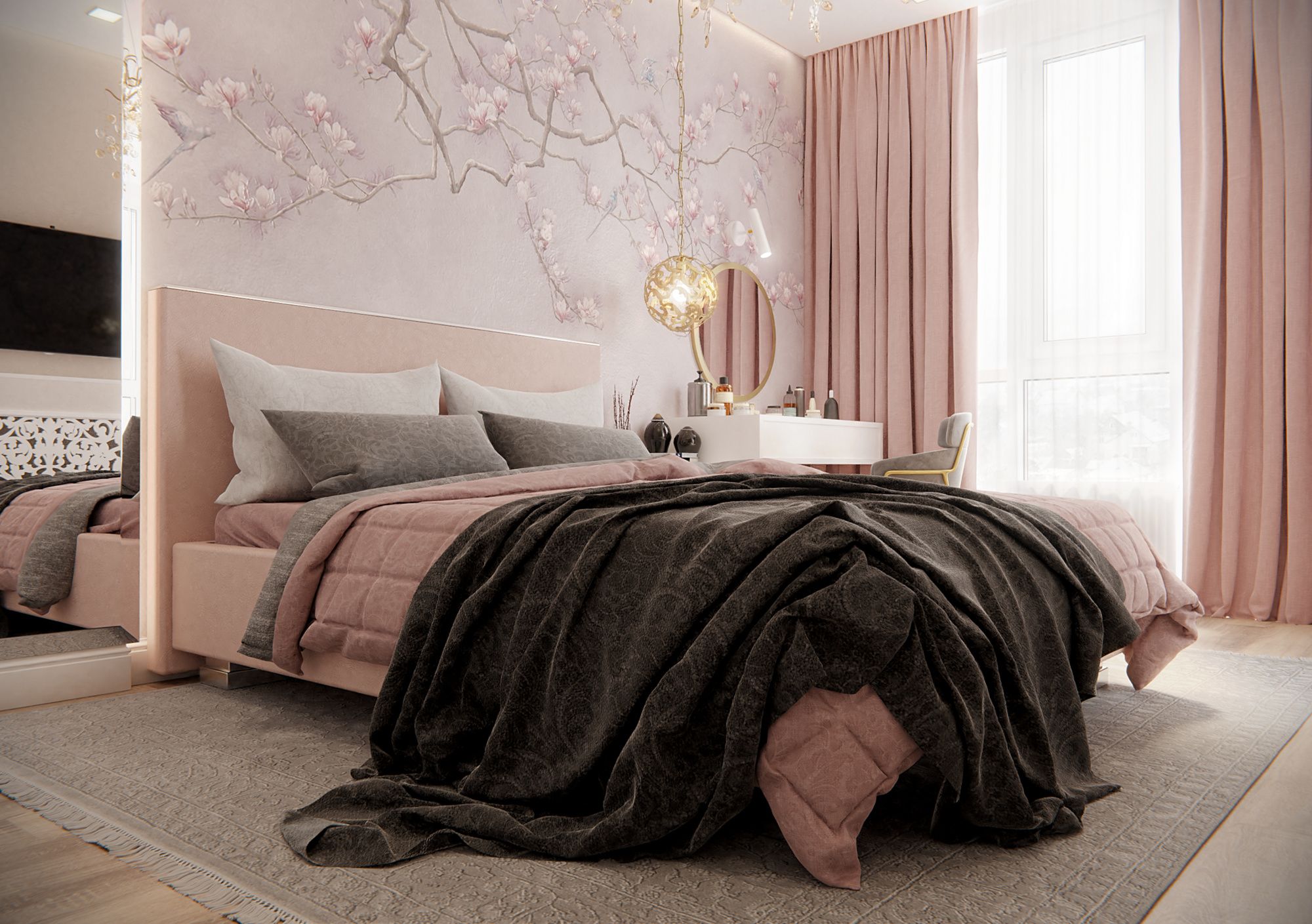 Detail Desain Kamar Tidur Warna Pink Nomer 16