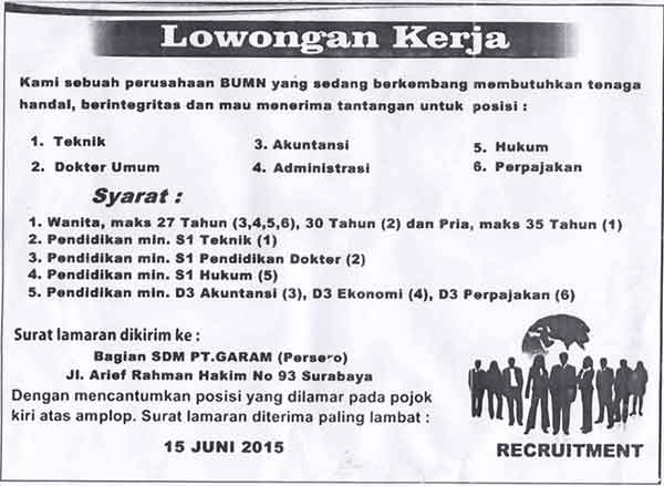 Detail Iklan Surat Lamaran Kerja Nomer 12