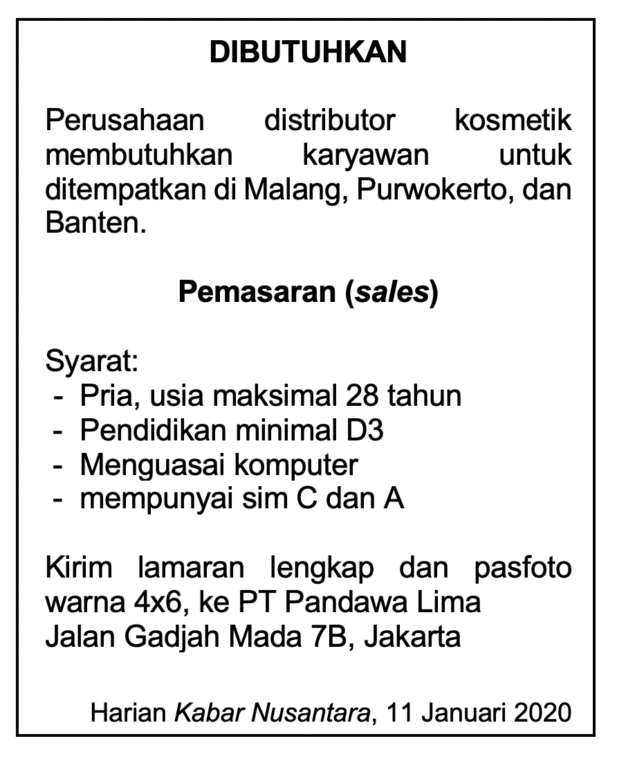 Detail Iklan Surat Lamaran Kerja Nomer 15