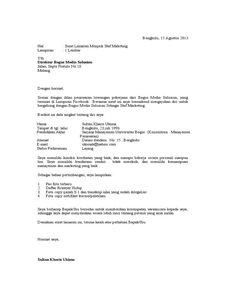 Detail Iklan Surat Lamaran Kerja Nomer 18