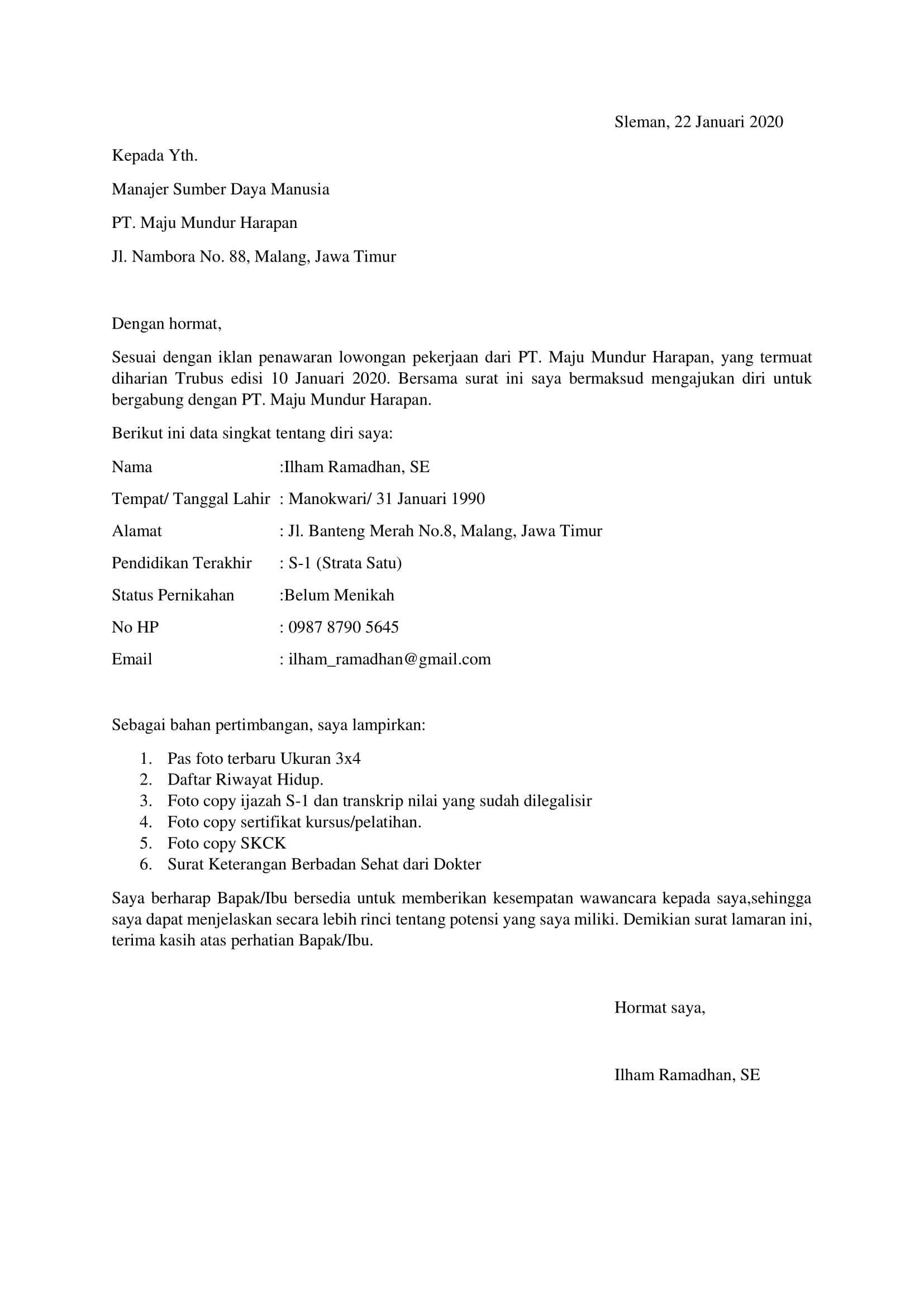 Detail Iklan Surat Lamaran Kerja Nomer 37