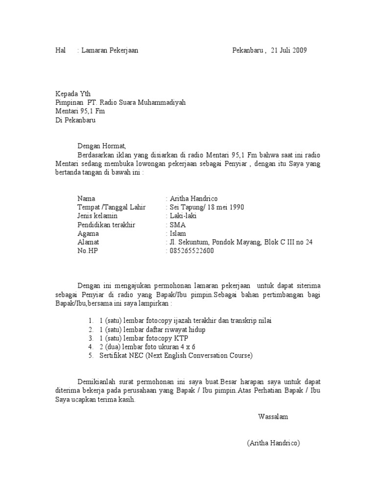 Detail Iklan Surat Lamaran Kerja Nomer 41