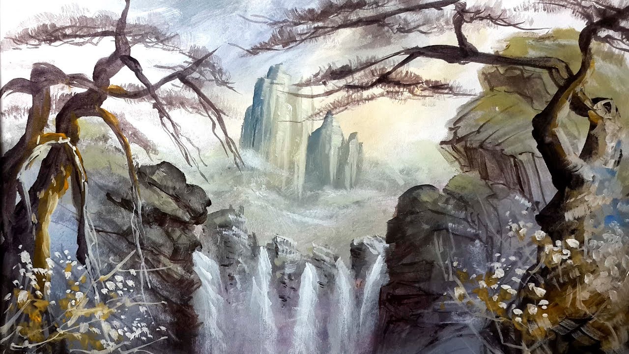 Detail Ilustrasi Pemandangan Air Terjun Nomer 35