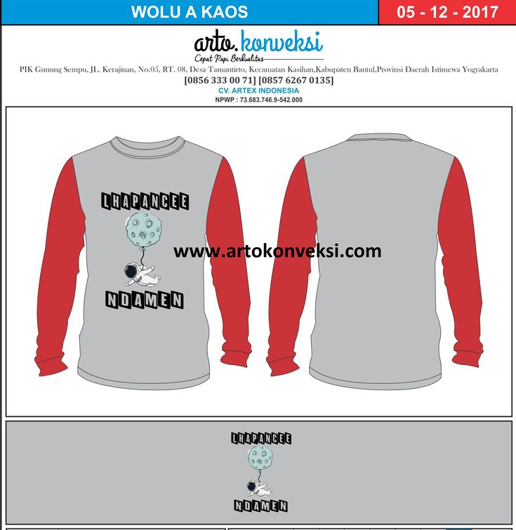 Detail Desain Kaos Panjang Nomer 49