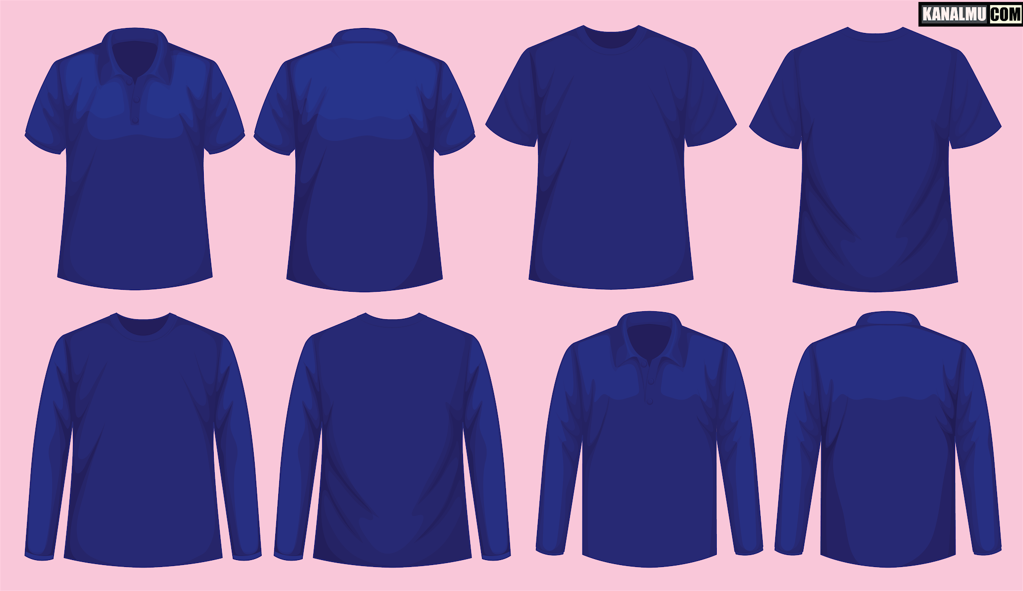Detail Desain Kaos Polos Depan Belakang Warna Biru Dongker Nomer 23