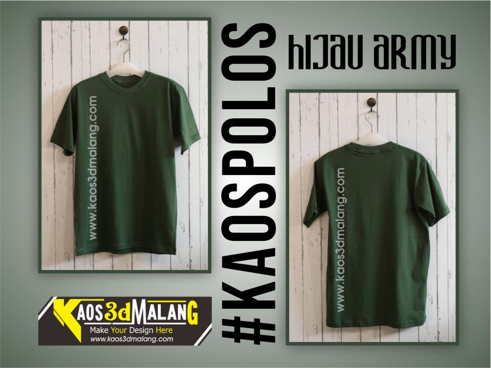 Detail Desain Kaos Polos Hijau Army Depan Belakang Nomer 4