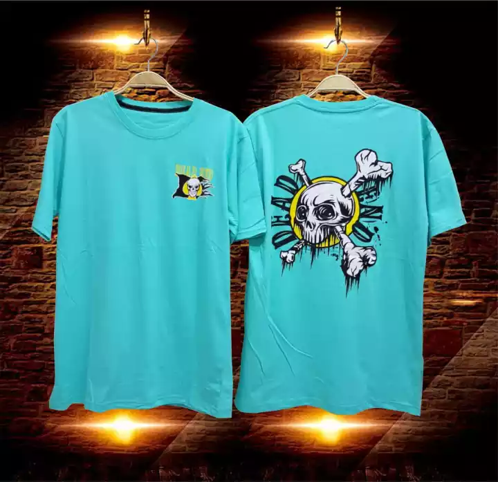 Detail Desain Kaos Polos Hijau Tosca Depan Belakang Nomer 56