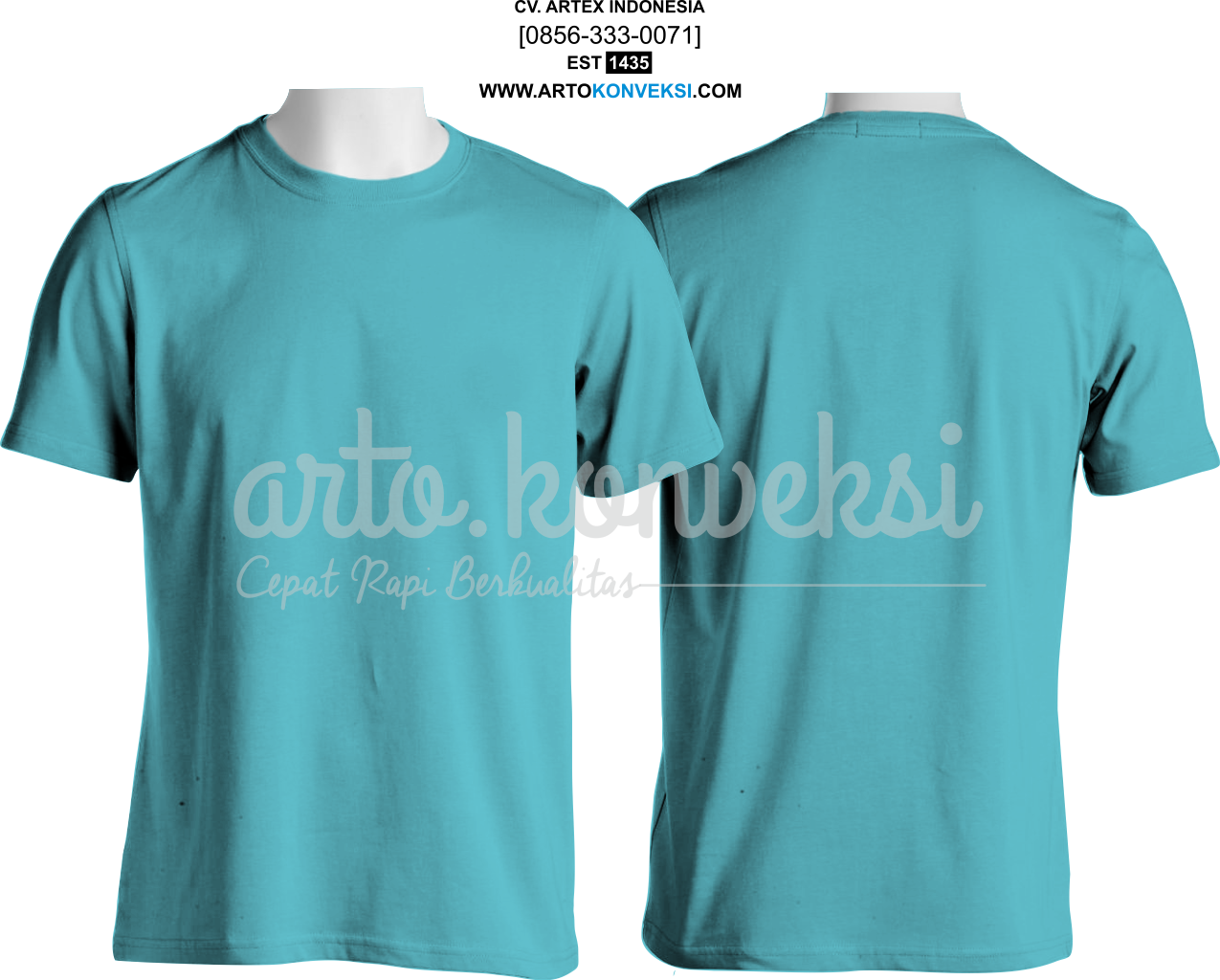 Detail Desain Kaos Polos Hijau Tosca Depan Belakang Nomer 8