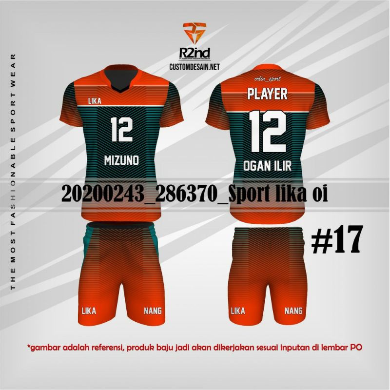 Detail Desain Kaos Voli Regar Sport Nomer 13