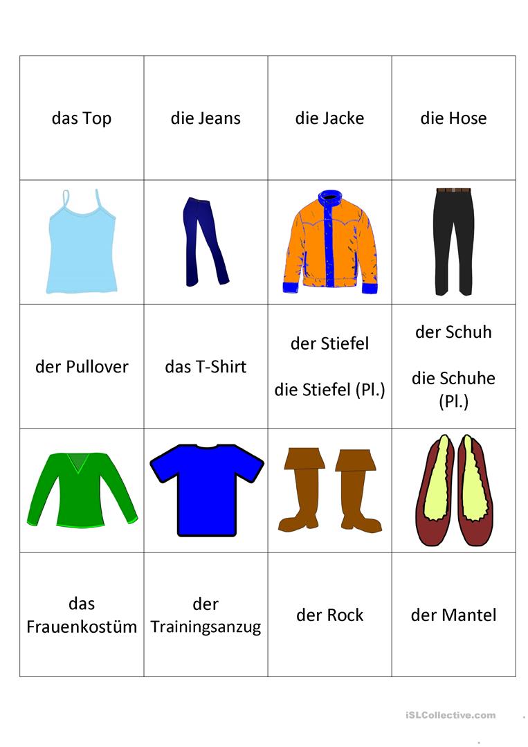Detail Kleidung Englisch Vokabeln Grundschule Nomer 14
