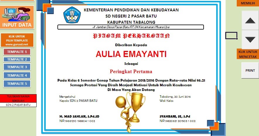 Detail Contoh Doc Piagam Juara Kelas Nomer 19