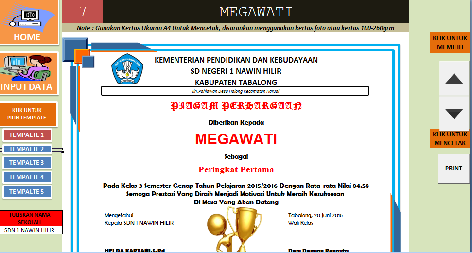 Detail Contoh Doc Piagam Juara Kelas Nomer 52