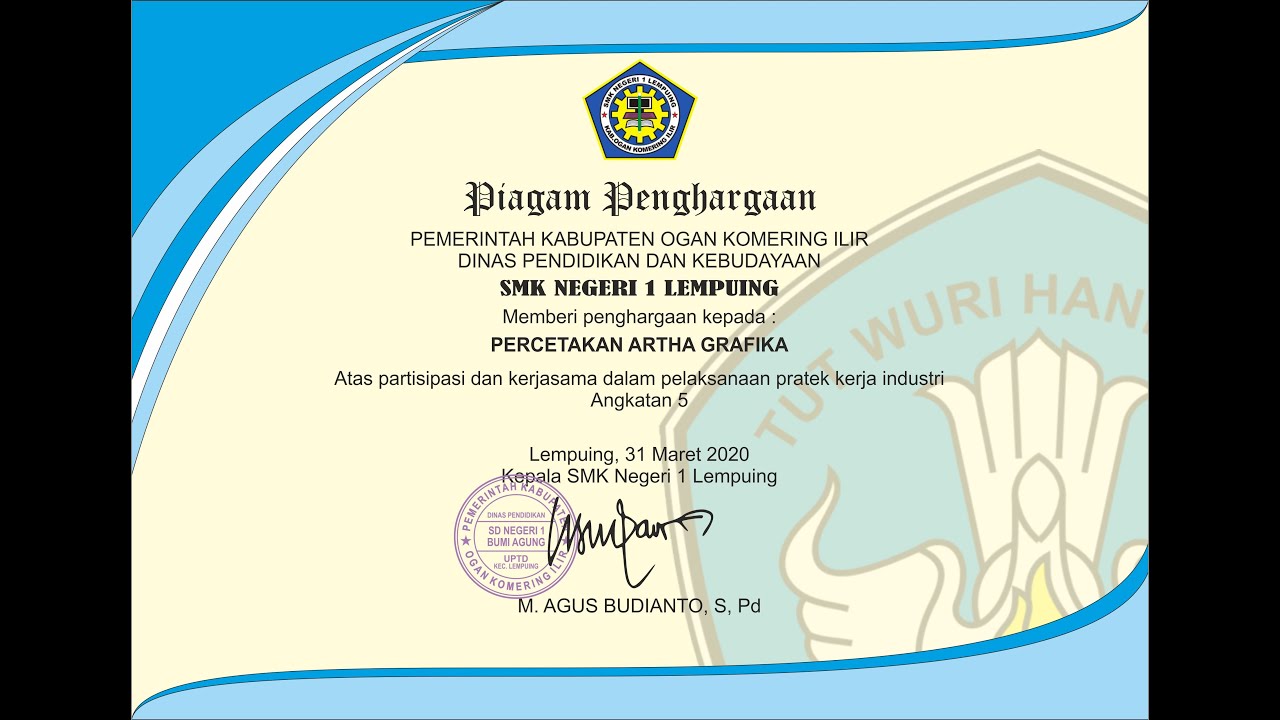 Detail Contoh Format Piagam Penghargaan Juara Kelas Nomer 40