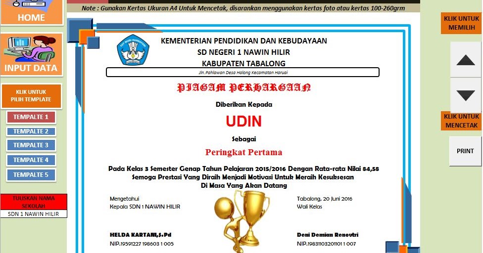 Detail Contoh Format Piagam Penghargaan Juara Kelas Nomer 50