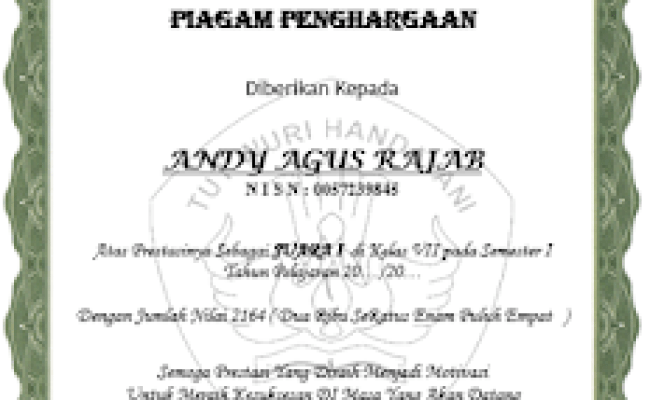 Detail Contoh Piagam Juara Kelasdoc Nomer 48