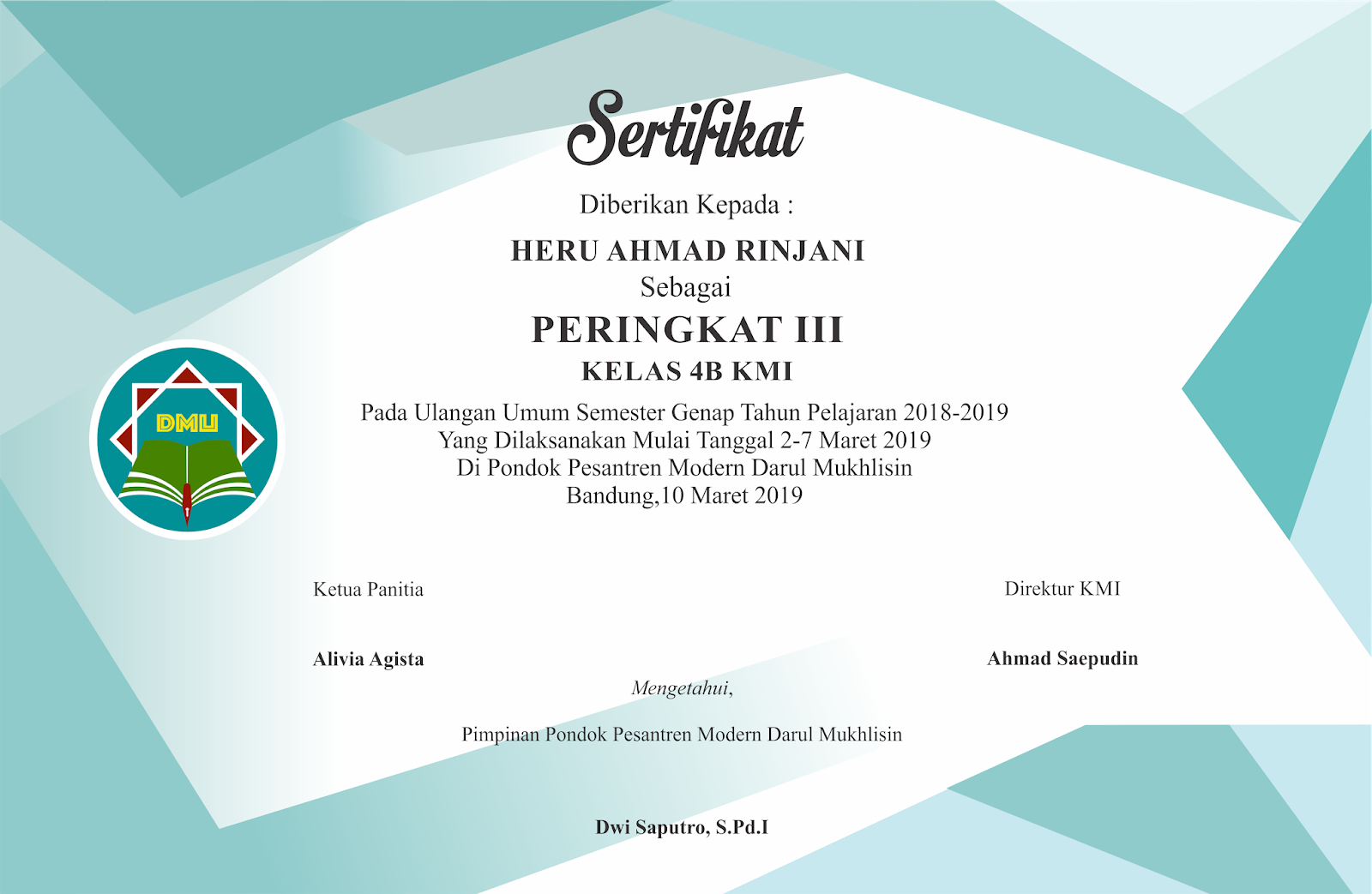 Detail Contoh Piagam Juara Umum Kelas Nomer 15