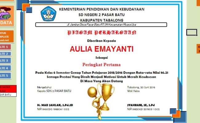 Detail Contoh Piagam Kenaikan Kelas Smp Untuk Juara 1 2 3 Nomer 46