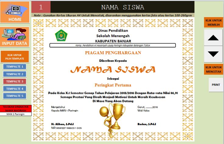 Detail Contoh Piagam Penghargaan Siswa Juara Kelas Nomer 8