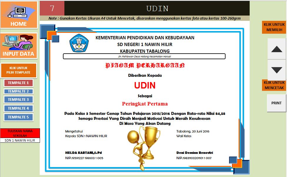 Detail Download Contoh Piagam Penghargaan Juara Kelas Nomer 24