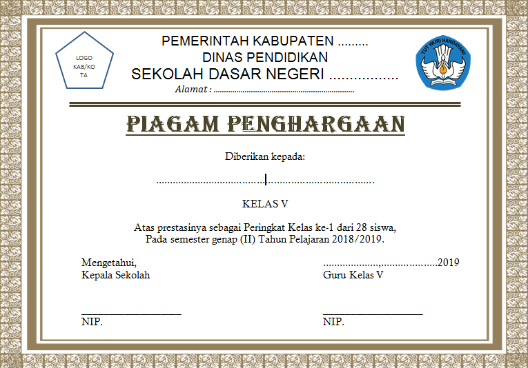 Detail Download File Piagam Juara Kelas Menggunakan Worddoc Nomer 22