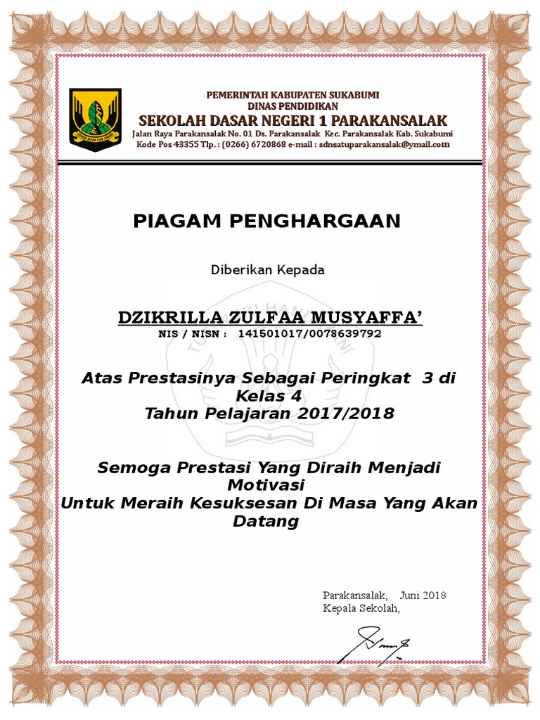 Detail Download Piagam Juara Kelas Doc Nomer 33