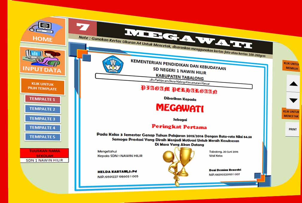 Detail Download Piagam Penghargaan Juara Kelas Nomer 54