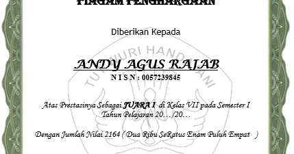 Detail Format Juara Kelas Sd Nomer 52