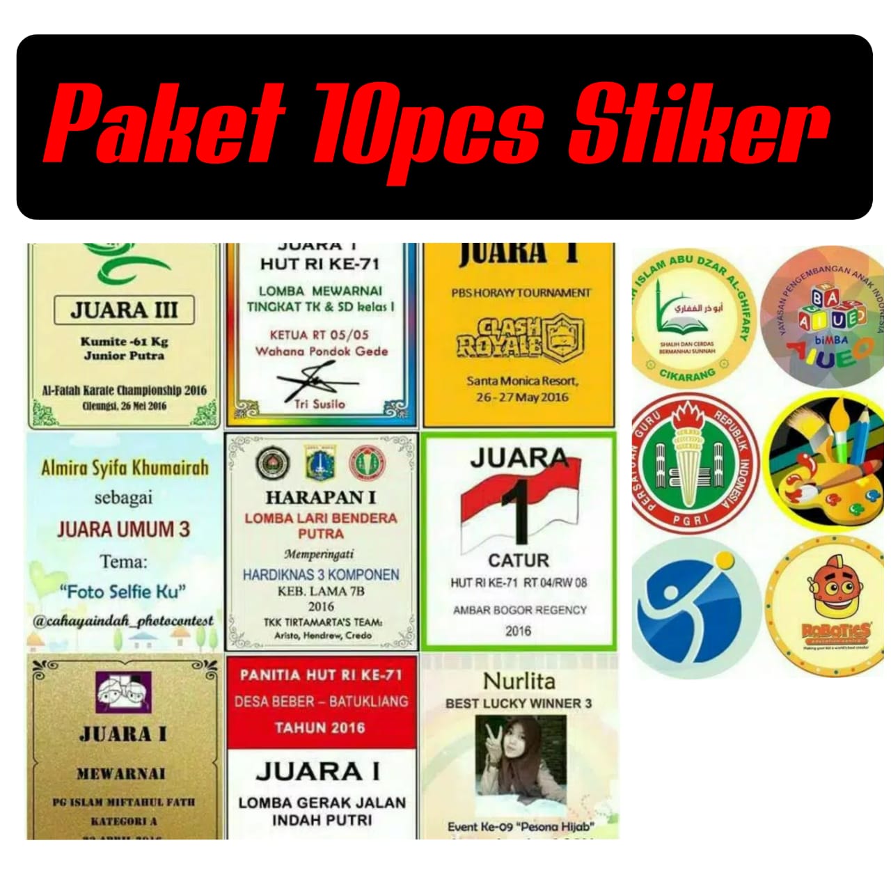 Detail Format Label Piala Juara Kelas Nomer 33