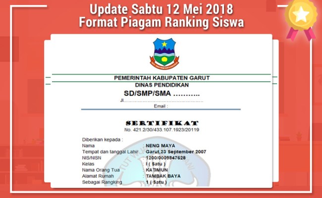 Detail Format Piagam Juara Kelas Doc Smp Nomer 21