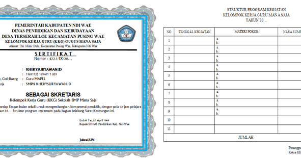 Detail Format Piagam Juara Kelas Doc Smp Nomer 57