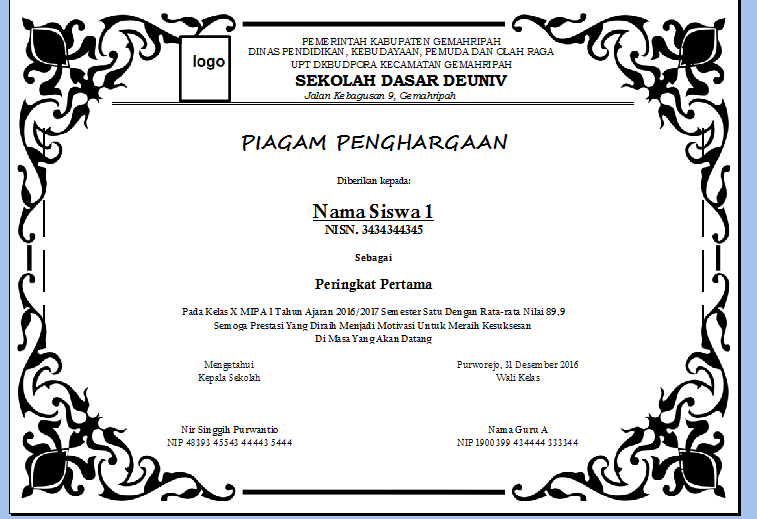 Detail Free Download Piagam Juara Kelas Nomer 29