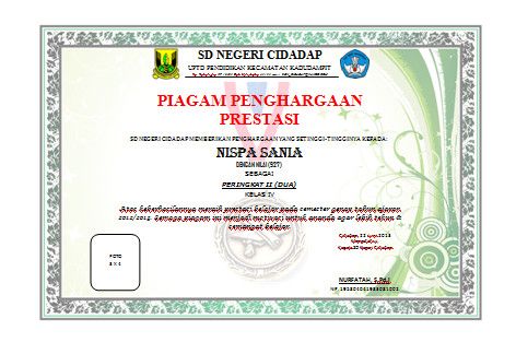 Detail Piagam Juara Kelas Excel Nomer 21