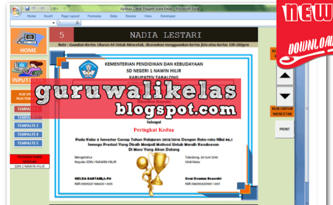 Detail Piagam Juara Kelas Excel Nomer 31