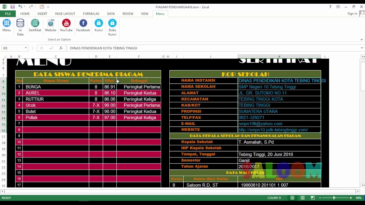 Detail Piagam Juara Kelas Excel Nomer 37