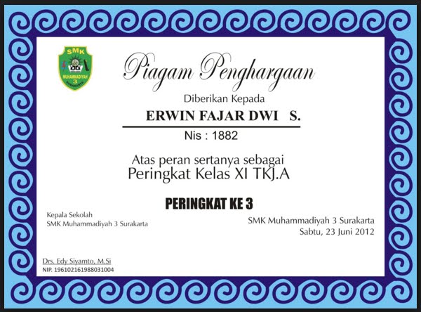 Detail Piagam Juara Kelas Excel Nomer 44