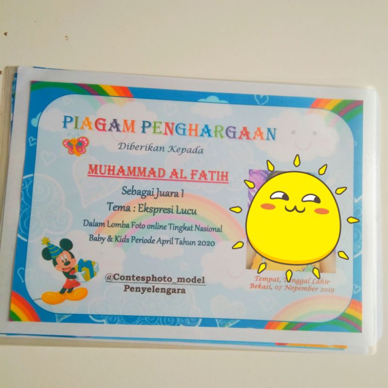 Detail Piagam Juara Kelas Tk Nomer 40