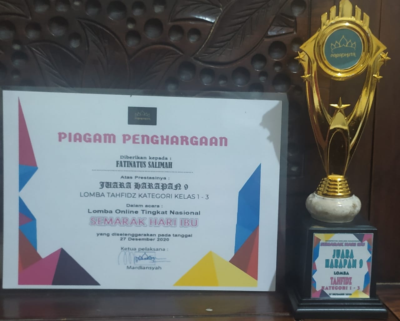 Detail Piagam Juara Umum Kelas Nomer 33