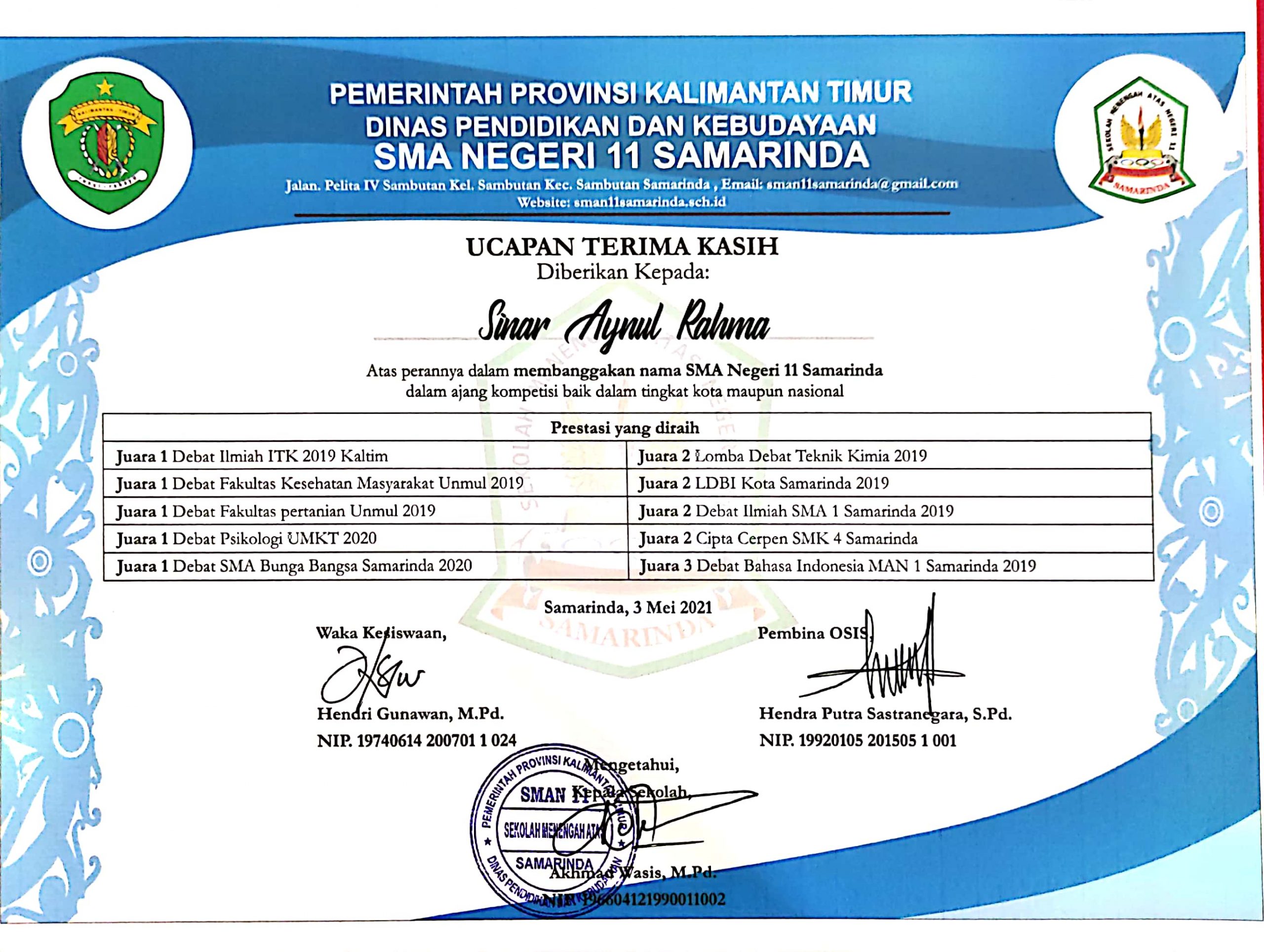 Detail Piagam Penghargaan Juara Kelas Bahasa Inggris Nomer 19