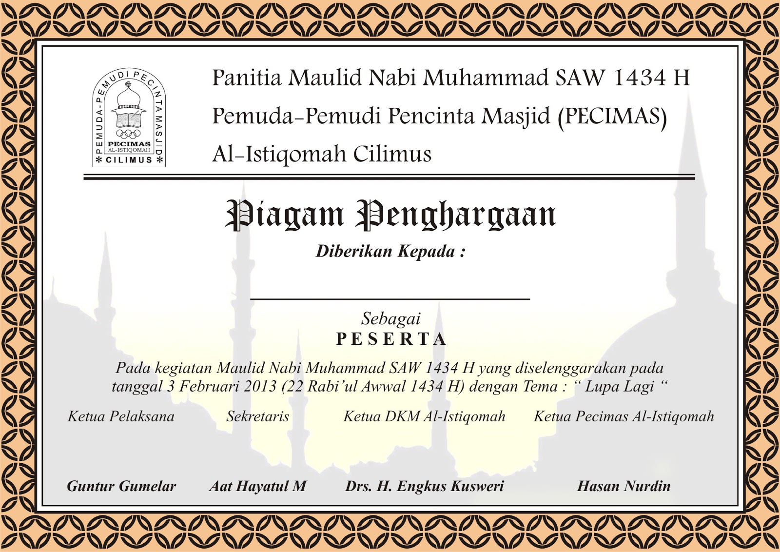 Detail Piagam Penghargaan Juara Kelas Sd Psd Nomer 46