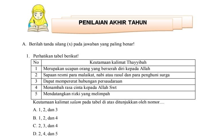 Detail Soal Aqidah Kelas 1 Sang Juara Nomer 2