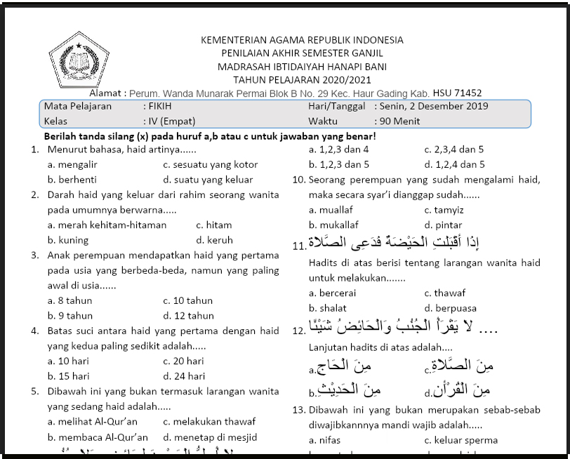 Detail Soal Aqidah Kelas 2 Bab 1 Sang Juara Nomer 3