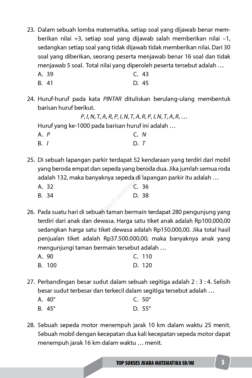 Detail Sukses Juara Matematika Sd Kelas Iv V Vi Nomer 32