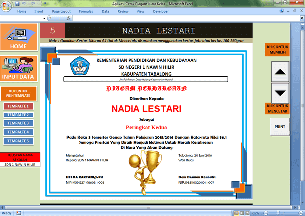 Detail Template Piagam Juara Kelas Nomer 26