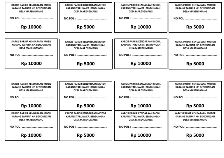 Detail Desain Kartu Parkir Nomer 36