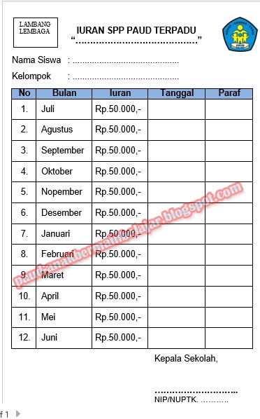 Detail Desain Kartu Pembayaran Spp Nomer 29