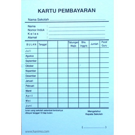 Detail Desain Kartu Pembayaran Spp Nomer 5