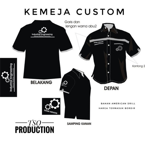 Detail Desain Kemeja Hitam Polos Depan Belakang Nomer 3