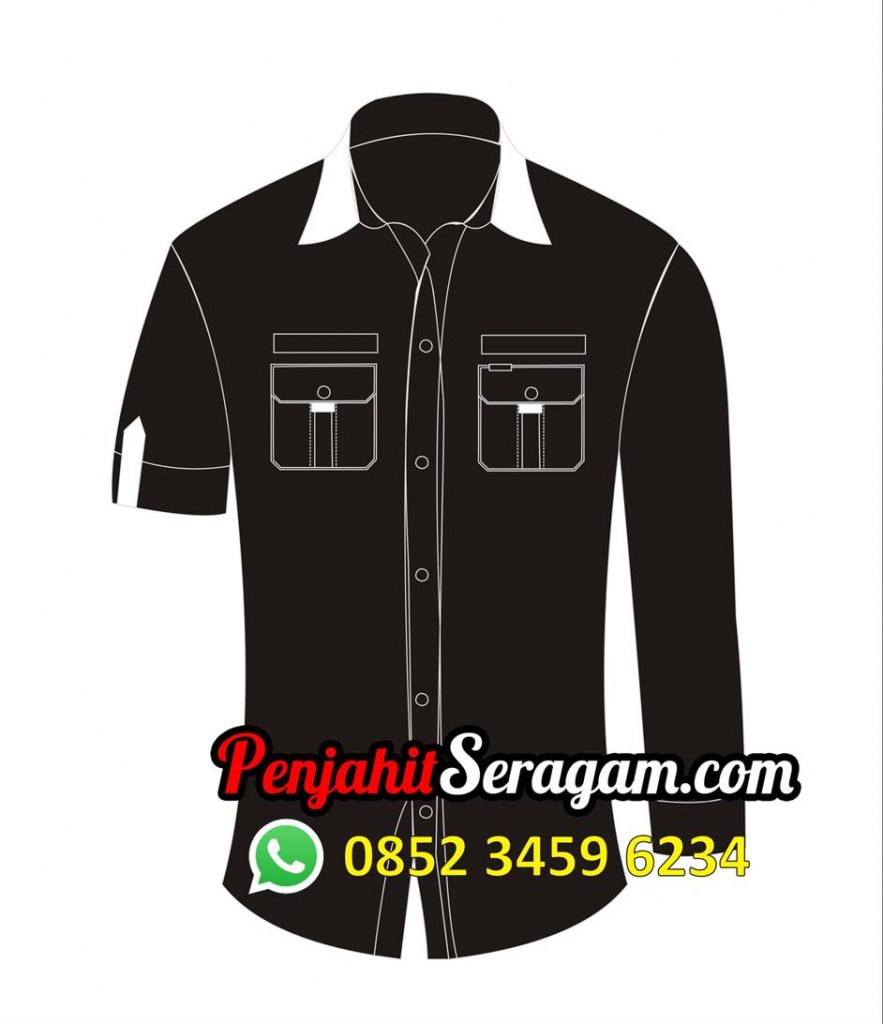 Detail Desain Kemeja Hitam Polos Depan Belakang Nomer 26