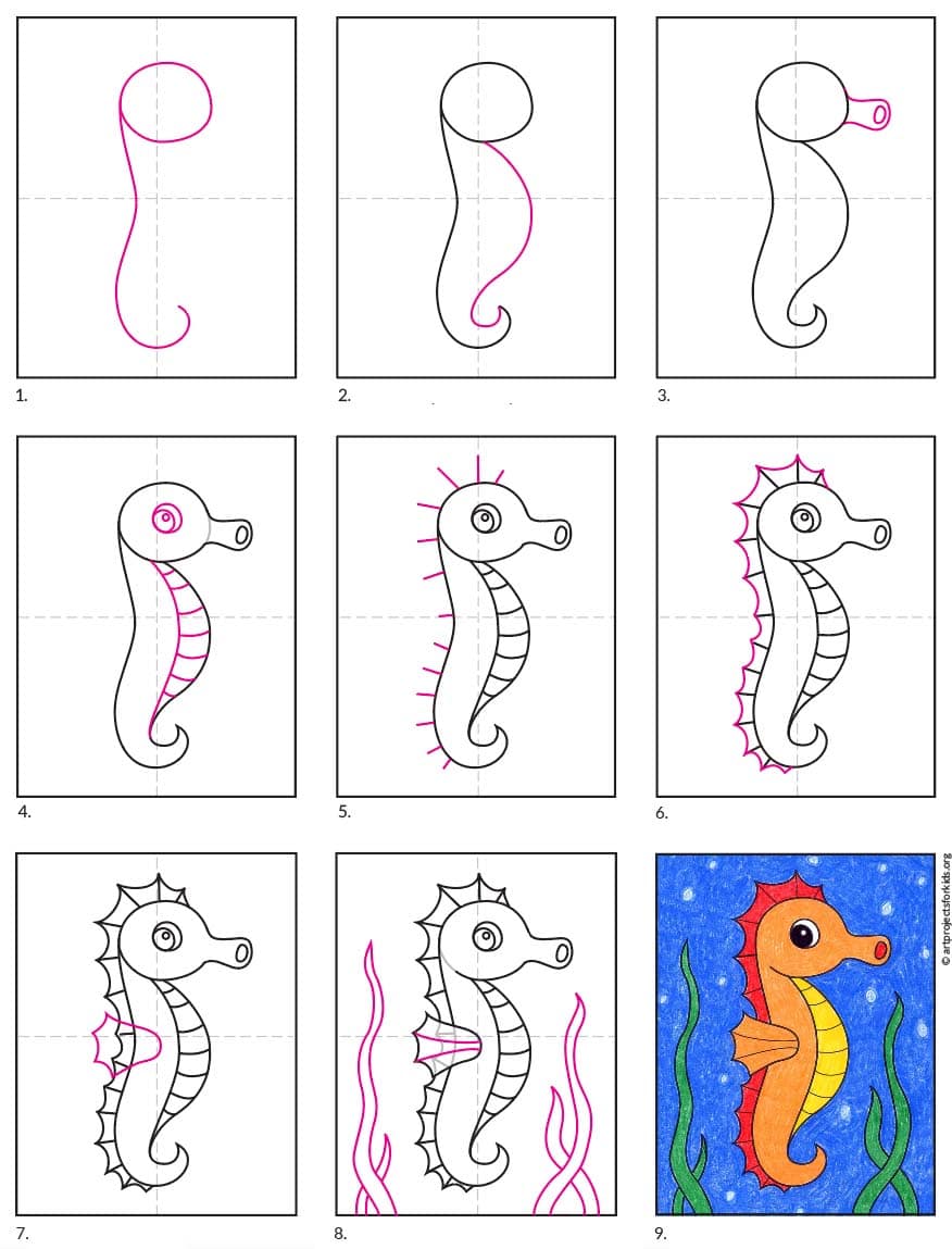 Detail Images Of Seahorse Drawings Nomer 12