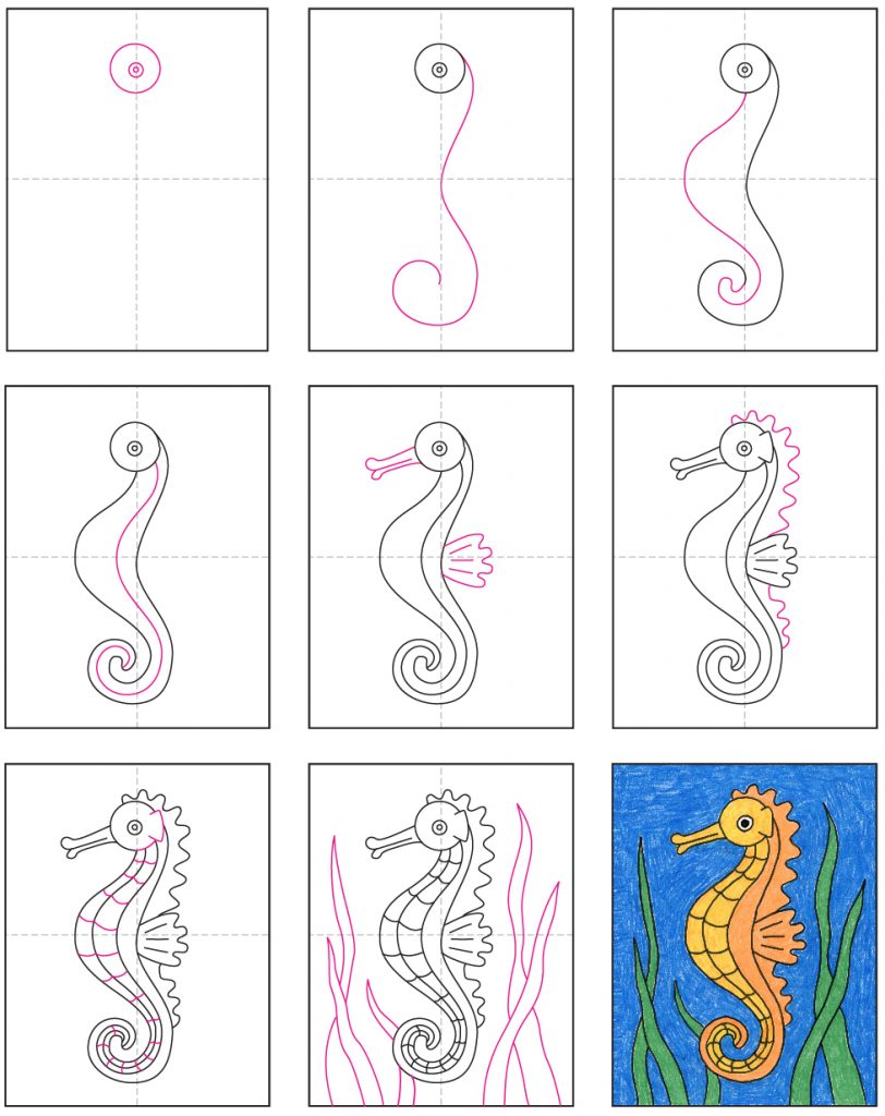 Detail Images Of Seahorse Drawings Nomer 36